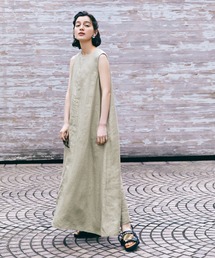 SALON adam et rope' | [ご好評につき新色追加！]【洗える】麻ツイルノースリーブワンピース(ワンピース)