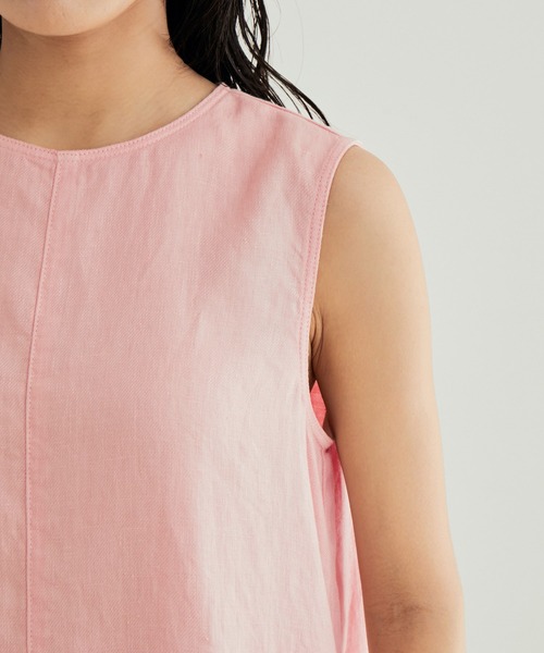 SALON adam et rope'（サロン アダム エ ロペ）の「[ご好評につき新色追加！]【洗える】麻ツイルノースリーブワンピース（ワンピース・レディース・グリーン系その他/ピンク/ブラック/カーキ・FREE）」の19枚目の写真