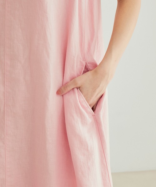 SALON adam et rope'（サロン アダム エ ロペ）の「[ご好評につき新色追加！]【洗える】麻ツイルノースリーブワンピース（ワンピース・レディース・グリーン系その他/ピンク/ブラック/カーキ・FREE）」の20枚目の写真