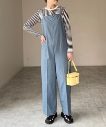 She's Closet（シーズクローゼット）の「リネンコットンオールインワンワイドパンツキャミサロペット（サロペット/オーバーオール）」