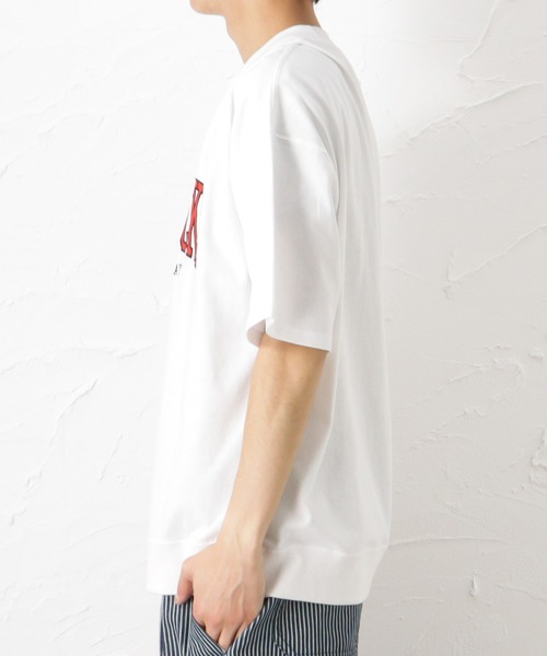 Mac-House（マックハウス）の「アップリケ刺繍 半袖Tシャツ（Tシャツ/カットソー・メンズ・ホワイト/ブルー/グレイッシュベージュ・M/L）」の8枚目の写真