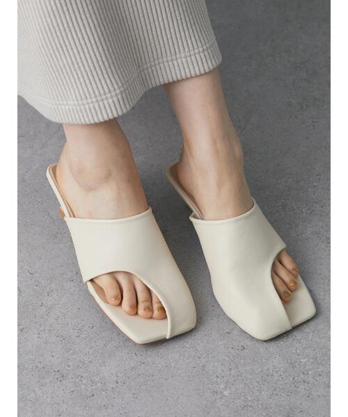 CRAFT STANDARD BOUTIQUE（クラフトスタンダードブティック）の「スクエアトングカバーヒールサンダル　＊（サンダル・レディース・ブラック/オフホワイト・S/M/L）」の7枚目の写真