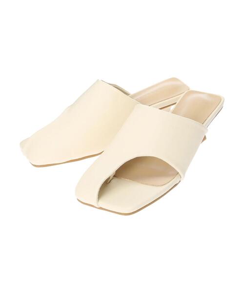 CRAFT STANDARD BOUTIQUE（クラフトスタンダードブティック）の「スクエアトングカバーヒールサンダル　＊（サンダル・レディース・ブラック/オフホワイト・S/M/L）」の19枚目の写真