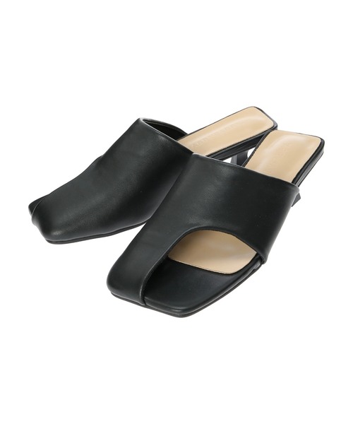 CRAFT STANDARD BOUTIQUE（クラフトスタンダードブティック）の「スクエアトングカバーヒールサンダル　＊（サンダル・レディース・ブラック/オフホワイト・S/M/L）」の3枚目の写真