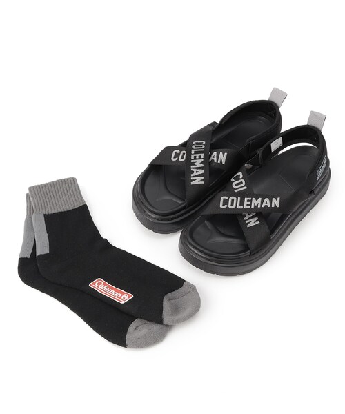 COLEMAN（コールマン）の「◆【Coleman/コールマン別注】ソックス付クロスベルトサンダル（サンダル・メンズ・ブラック/サンドベージュ/カーキ・60/70）」の12枚目の写真