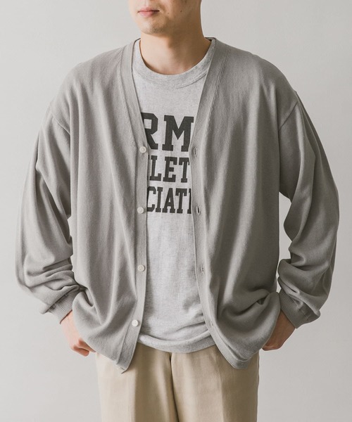 URBAN RESEARCH DOORS（アーバンリサーチドアーズ）の「強撚Vネックカーディガン（カーディガン/ボレロ・メンズ・ライトグレー/ネイビー/ターコイズブルー/グリーン・M/L）」の2枚目の写真