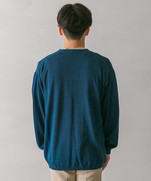 URBAN RESEARCH DOORS（アーバンリサーチドアーズ）の「強撚Vネックカーディガン（カーディガン/ボレロ・メンズ・ライトグレー/ネイビー/ターコイズブルー/グリーン・M/L）」の14枚目の写真