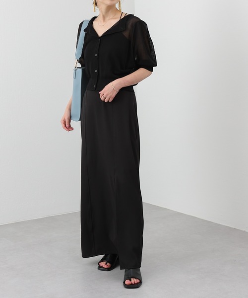 ２WAY麻タッチ12Gシアーボリューム袖カーディガン