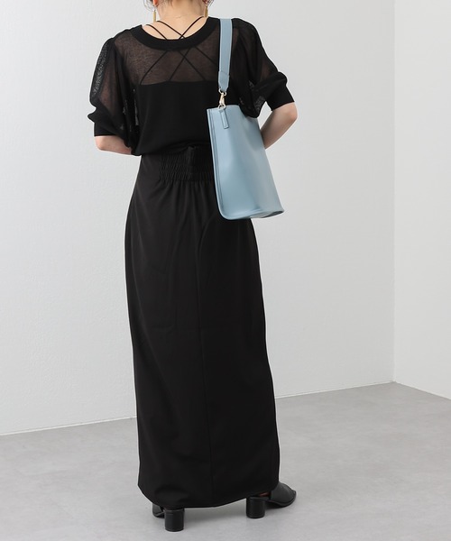 ２WAY麻タッチ12Gシアーボリューム袖カーディガン