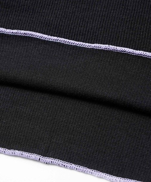 X-girl（エックスガール）の「STITCH WORK S/S TOP/配色ステッチ/ショート丈 リブTシャツ（Tシャツ/カットソー・レディース・ライトブルー/ブラック/グリーン・S/M）」の9枚目の写真