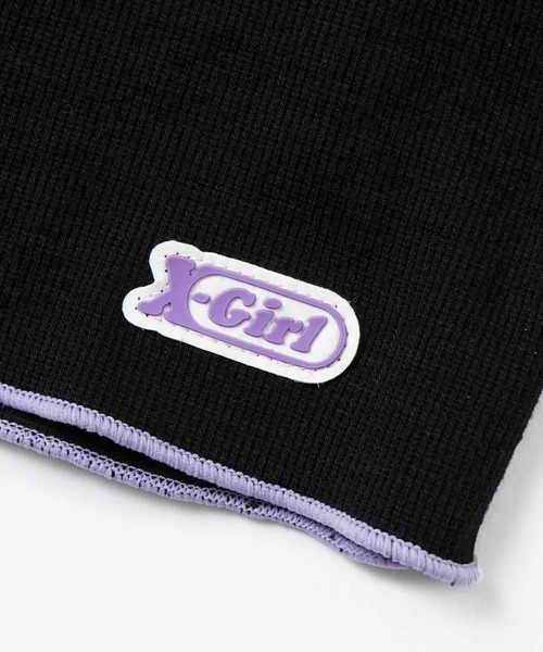 X-girl（エックスガール）の「STITCH WORK S/S TOP/配色ステッチ/ショート丈 リブTシャツ（Tシャツ/カットソー・レディース・ライトブルー/ブラック/グリーン・S/M）」の11枚目の写真