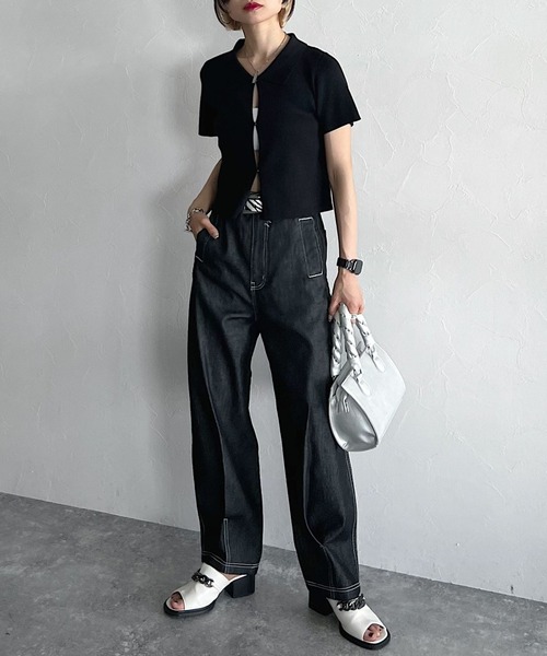 PAGEBOY（ページボーイ）の「CORE / カービーデニム（デニムパンツ・レディース・ブラック/ネイビー・S/M）」の6枚目の写真