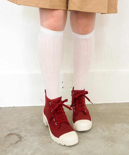 あしながおじさん（アシナガオジサン）の「晴雨兼用｜ハイカットスニーカー　4510009（レインシューズ・レディース・ブラック/ブルー/チェック/グレイッシュベージュ/レッド・LL/S/M/L）」の20枚目の写真