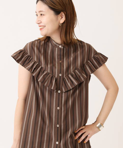 JOURNAL STANDARD(ジャーナルスタンダード)の「マルチストライプフリルブラウス(シャツ/ブラウス・レディース・ブラック/ブラウン/レッド・FREE)」の2枚目の写真