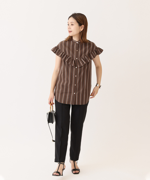 JOURNAL STANDARD(ジャーナルスタンダード)の「マルチストライプフリルブラウス(シャツ/ブラウス・レディース・ブラック/ブラウン/レッド・FREE)」の7枚目の写真