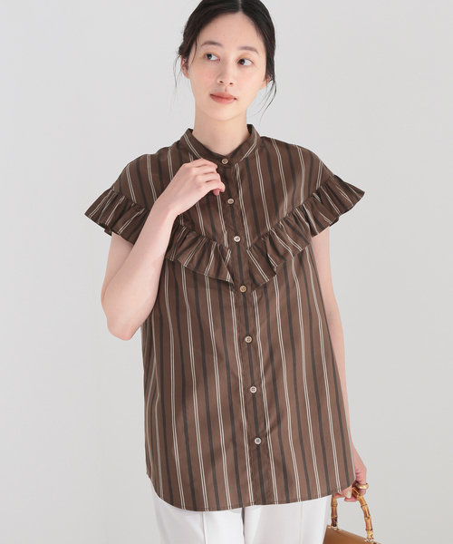 JOURNAL STANDARD(ジャーナルスタンダード)の「マルチストライプフリルブラウス(シャツ/ブラウス・レディース・ブラック/ブラウン/レッド・FREE)」の8枚目の写真