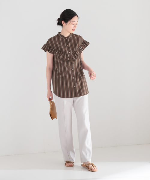 JOURNAL STANDARD(ジャーナルスタンダード)の「マルチストライプフリルブラウス(シャツ/ブラウス・レディース・ブラック/ブラウン/レッド・FREE)」の9枚目の写真