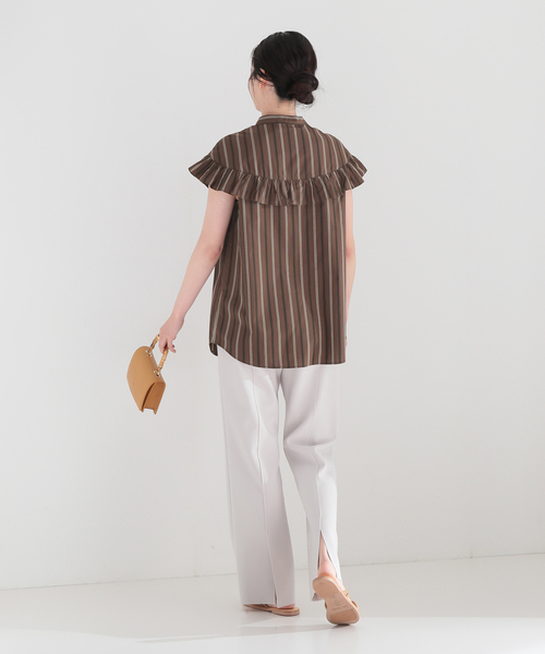 JOURNAL STANDARD(ジャーナルスタンダード)の「マルチストライプフリルブラウス(シャツ/ブラウス・レディース・ブラック/ブラウン/レッド・FREE)」の11枚目の写真