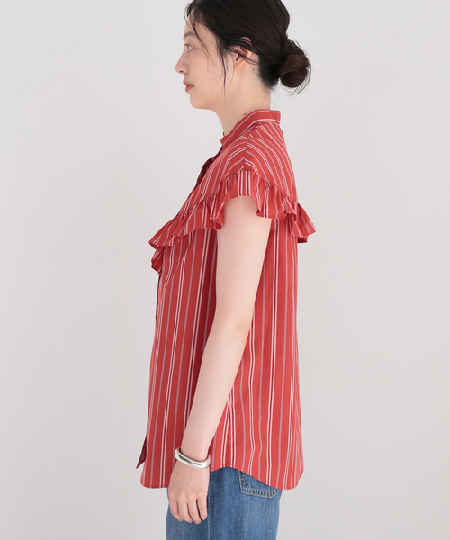 JOURNAL STANDARD(ジャーナルスタンダード)の「マルチストライプフリルブラウス(シャツ/ブラウス・レディース・ブラック/ブラウン/レッド・FREE)」の16枚目の写真