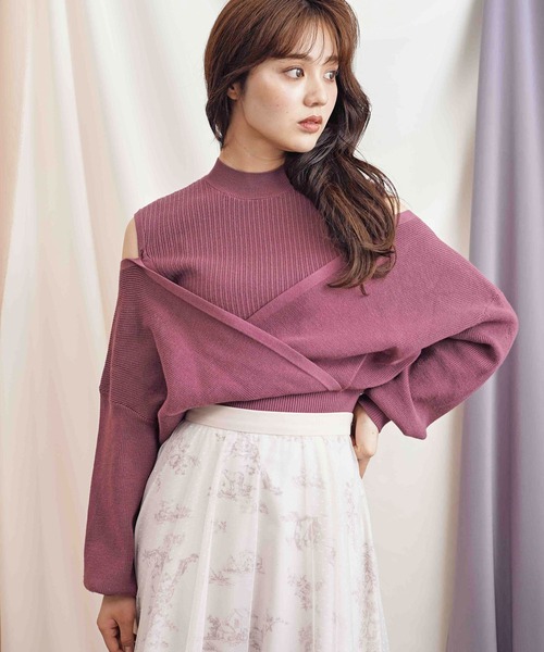 NOELA（ノエラ）の「カシュクールレイヤードニット（ニット/セーター・レディース・ブラウン/ピンク/ブルー・フリー）」の5枚目の写真