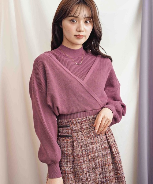 NOELA（ノエラ）の「カシュクールレイヤードニット（ニット/セーター・レディース・ブラウン/ピンク/ブルー・フリー）」の10枚目の写真