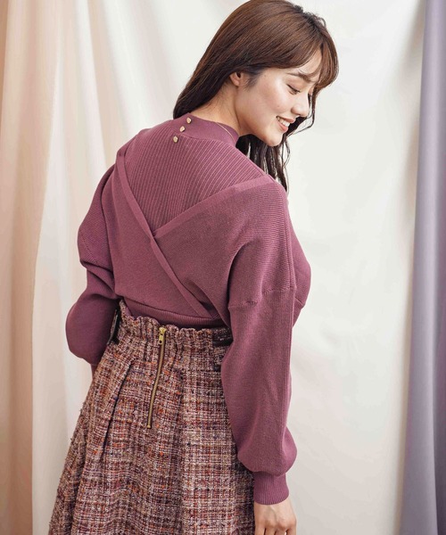 NOELA（ノエラ）の「カシュクールレイヤードニット（ニット/セーター・レディース・ブラウン/ピンク/ブルー・フリー）」の11枚目の写真