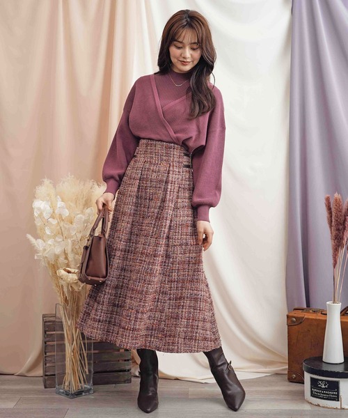 NOELA（ノエラ）の「カシュクールレイヤードニット（ニット/セーター・レディース・ブラウン/ピンク/ブルー・フリー）」の13枚目の写真