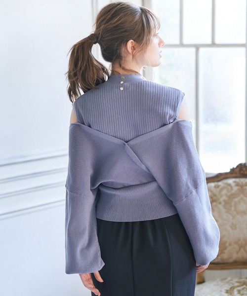 NOELA（ノエラ）の「カシュクールレイヤードニット（ニット/セーター・レディース・ブラウン/ピンク/ブルー・フリー）」の15枚目の写真