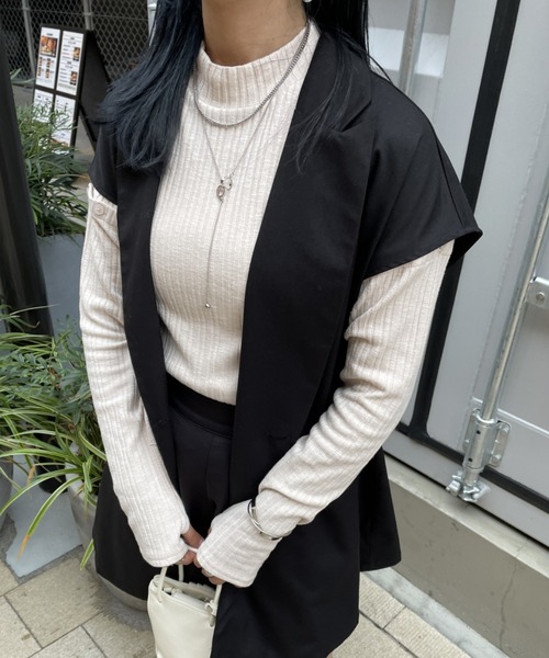 nemne store(ネンネストア)の「【低身長用サイズあり】5way袖取り外しニットソー(Tシャツ/カットソー・レディース・ブラック/グレー/アイボリー・SMALL/MEDIUM)」の11枚目の写真