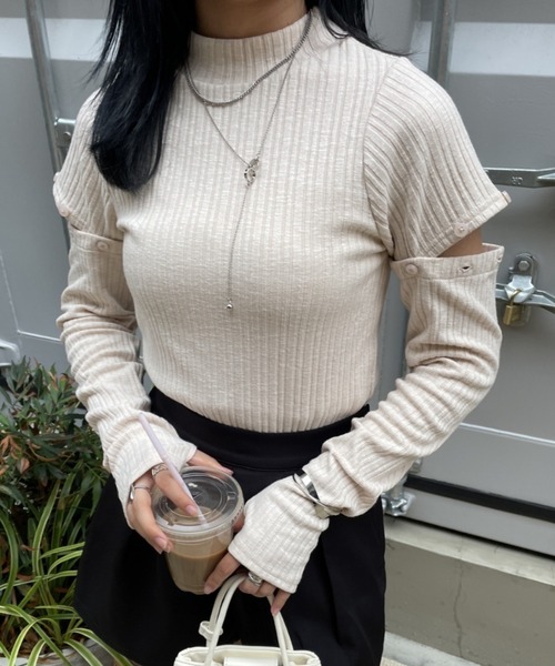 nemne store(ネンネストア)の「【低身長用サイズあり】5way袖取り外しニットソー(Tシャツ/カットソー・レディース・ブラック/グレー/アイボリー・SMALL/MEDIUM)」の20枚目の写真