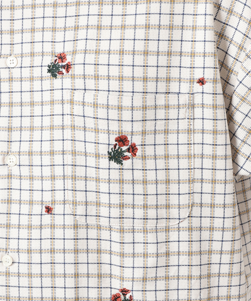 JOURNAL STANDARD relume(ジャーナルスタンダード レリューム)の「オーバーサイズ半袖チェックシャツ”FLOWER”(シャツ/ブラウス・メンズ・ライトグレー/ネイビー/アイボリー・MEDIUM/LARGE)」の12枚目の写真