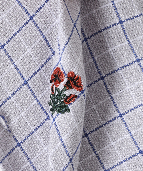 JOURNAL STANDARD relume(ジャーナルスタンダード レリューム)の「オーバーサイズ半袖チェックシャツ”FLOWER”(シャツ/ブラウス・メンズ・ライトグレー/ネイビー/アイボリー・MEDIUM/LARGE)」の17枚目の写真