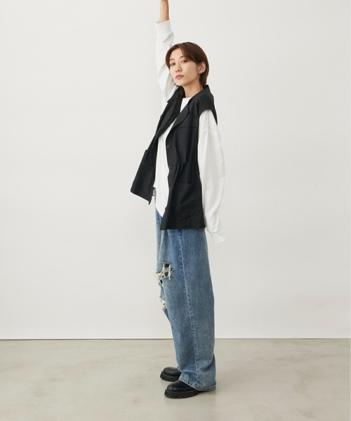 Auntie Rosa Holiday（アンティローザホリデー）の「フットボールロンT（Tシャツ/カットソー・レディース・ブラック/オフホワイト/グリーン・FREE）」の15枚目の写真