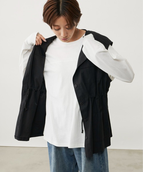 Auntie Rosa Holiday（アンティローザホリデー）の「フットボールロンT（Tシャツ/カットソー・レディース・ブラック/オフホワイト/グリーン・FREE）」の9枚目の写真
