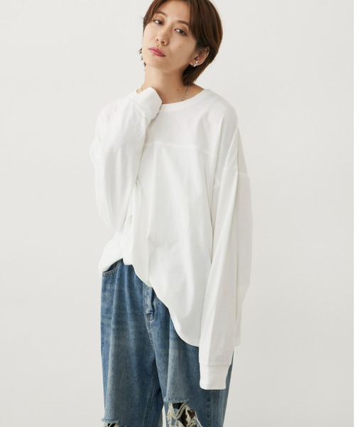 Auntie Rosa Holiday（アンティローザホリデー）の「フットボールロンT（Tシャツ/カットソー・レディース・ブラック/オフホワイト/グリーン・FREE）」の5枚目の写真