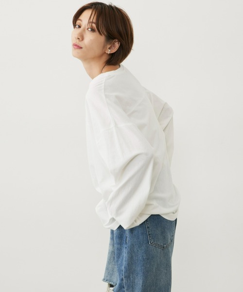 Auntie Rosa Holiday（アンティローザホリデー）の「フットボールロンT（Tシャツ/カットソー・レディース・ブラック/オフホワイト/グリーン・FREE）」の6枚目の写真
