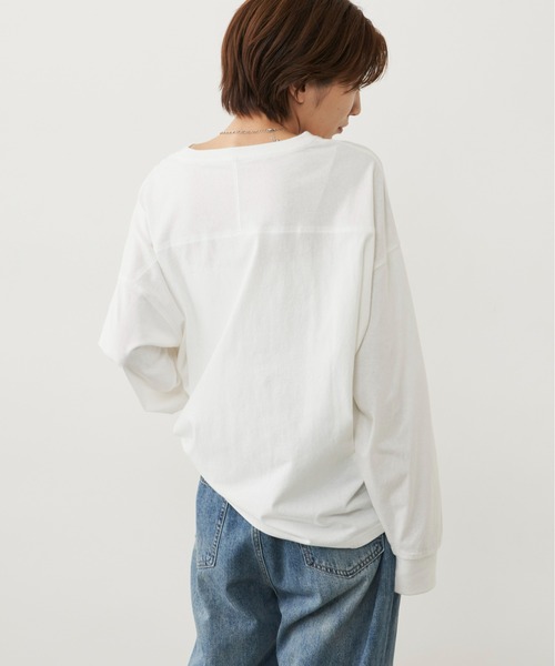Auntie Rosa Holiday（アンティローザホリデー）の「フットボールロンT（Tシャツ/カットソー・レディース・ブラック/オフホワイト/グリーン・FREE）」の7枚目の写真