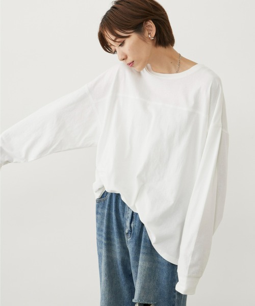 Auntie Rosa Holiday（アンティローザホリデー）の「フットボールロンT（Tシャツ/カットソー・レディース・ブラック/オフホワイト/グリーン・FREE）」の4枚目の写真