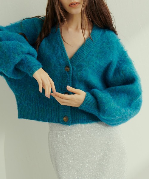 COLLAGE GALLARDAGALANTE（コラージュガリャルダガランテ）の「トレンドクロップド丈/モヘアショートカーデ（カーディガン/ボレロ・レディース・オレンジ/ダークネイビー・FREE）」の2枚目の写真