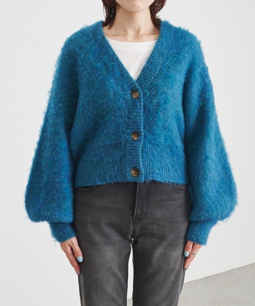 COLLAGE GALLARDAGALANTE（コラージュガリャルダガランテ）の「トレンドクロップド丈/モヘアショートカーデ（カーディガン/ボレロ・レディース・オレンジ/ダークネイビー・FREE）」の8枚目の写真