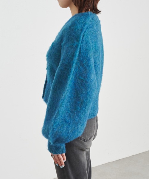 COLLAGE GALLARDAGALANTE（コラージュガリャルダガランテ）の「トレンドクロップド丈/モヘアショートカーデ（カーディガン/ボレロ・レディース・オレンジ/ダークネイビー・FREE）」の4枚目の写真