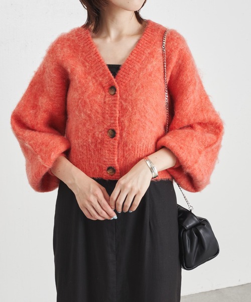 COLLAGE GALLARDAGALANTE（コラージュガリャルダガランテ）の「トレンドクロップド丈/モヘアショートカーデ（カーディガン/ボレロ・レディース・オレンジ/ダークネイビー・FREE）」の14枚目の写真