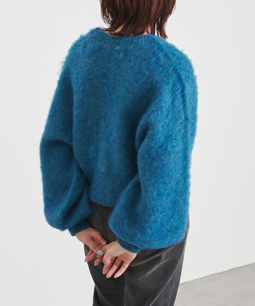 COLLAGE GALLARDAGALANTE（コラージュガリャルダガランテ）の「トレンドクロップド丈/モヘアショートカーデ（カーディガン/ボレロ・レディース・オレンジ/ダークネイビー・FREE）」の7枚目の写真