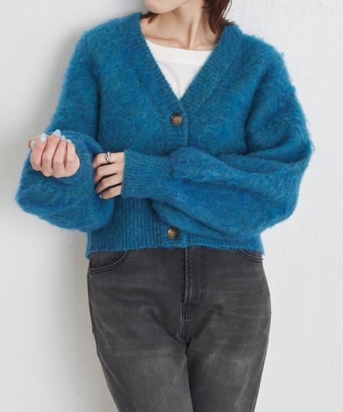 COLLAGE GALLARDAGALANTE（コラージュガリャルダガランテ）の「トレンドクロップド丈/モヘアショートカーデ（カーディガン/ボレロ・レディース・オレンジ/ダークネイビー・FREE）」の11枚目の写真