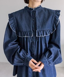 【再入荷アイテム！】付け衿付デニムブラウス