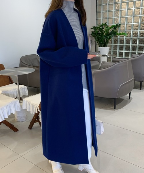 ABITOKYO（アビトーキョー）の「ノーカラーロングコート（ノーカラーコート・レディース・ベージュ/チャコールグレー/ブラック/モカ/グリーン/ブルー・FREE）」の15枚目の写真