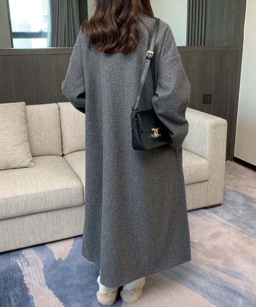 ABITOKYO（アビトーキョー）の「ノーカラーロングコート（ノーカラーコート・レディース・ベージュ/チャコールグレー/ブラック/モカ/グリーン/ブルー・FREE）」の13枚目の写真