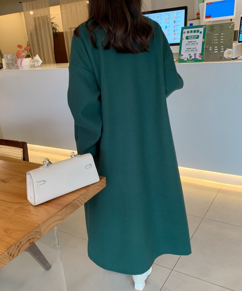 ABITOKYO（アビトーキョー）の「ノーカラーロングコート（ノーカラーコート・レディース・ベージュ/チャコールグレー/ブラック/モカ/グリーン/ブルー・FREE）」の9枚目の写真