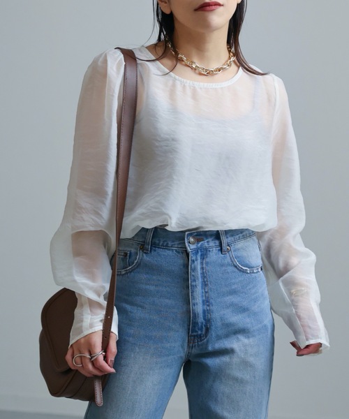 ap retro(アプレトロ)の「シアーブラウス / デザインスリーブプルオーバー(シャツ/ブラウス・レディース・アイボリー/ブラック/ベージュ・FREE)」の4枚目の写真