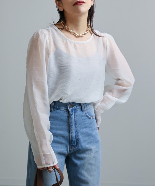 ap retro(アプレトロ)の「シアーブラウス / デザインスリーブプルオーバー(シャツ/ブラウス・レディース・アイボリー/ブラック/ベージュ・FREE)」の10枚目の写真